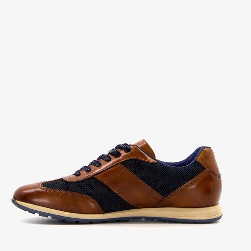 Leren heren sneakers cognac