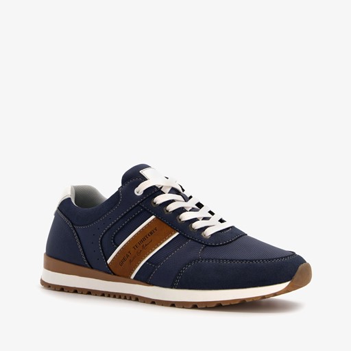 Heren sneakers blauw/bruin