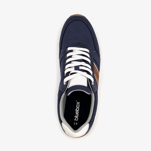 Heren sneakers blauw/bruin