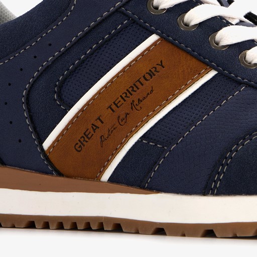 Heren sneakers blauw/bruin