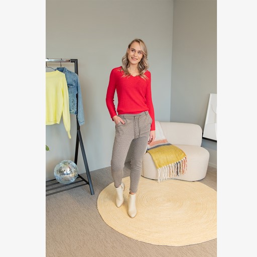 Dames broek bruin met print