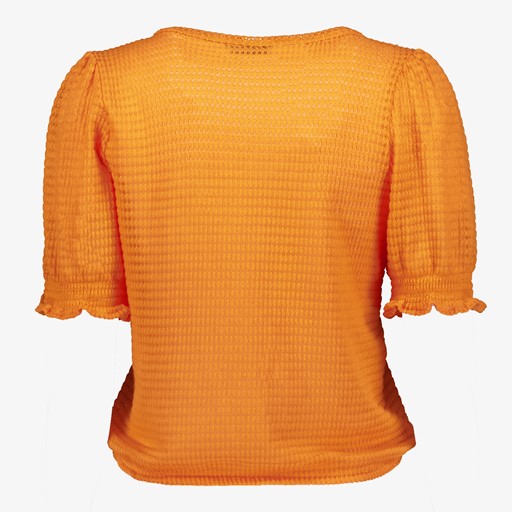 Dames top met ruches oranje