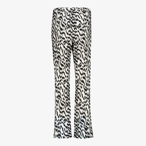 Dames broek wit met zwart print