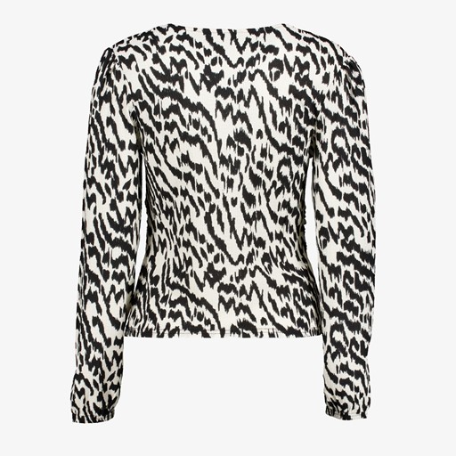 Dames top wit met zwarte print