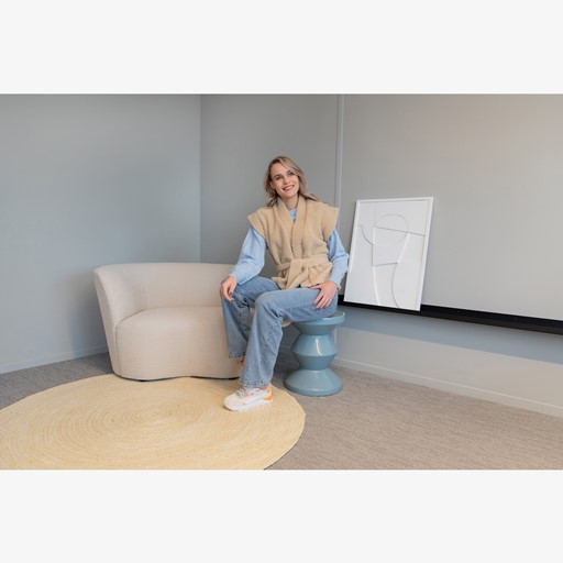 Gebreide dames trui lichtblauw