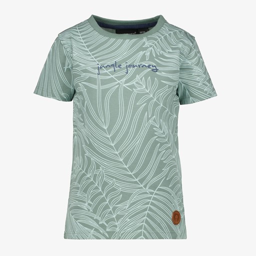 Jongens T-shirt groen met blaadjesprint