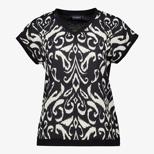 Dames T-shirt zwart met paisley print