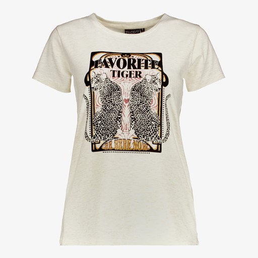 Dames T-shirt crème wit met opdruk