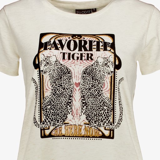 Dames T-shirt crème wit met opdruk