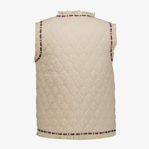 Dames gilet beige met franjes