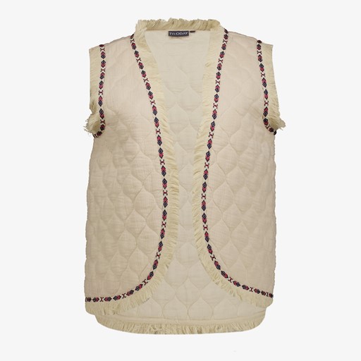 Dames gilet beige met franjes
