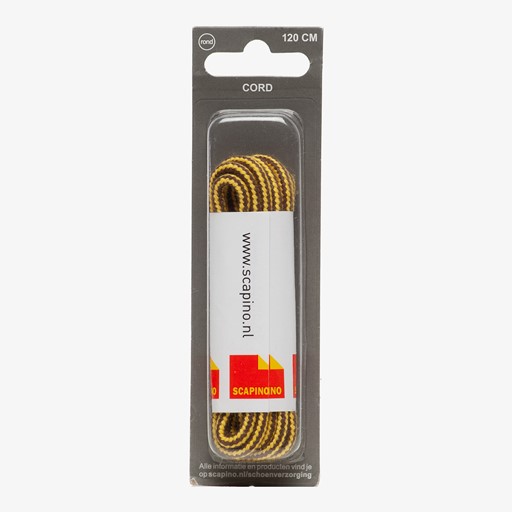 Bruin gele veters rond 120 cm