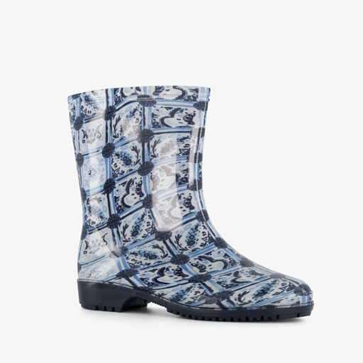 Dames regenlaarzen met Delf blauw print