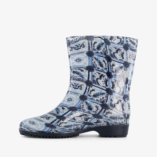 Dames regenlaarzen met Delf blauw print