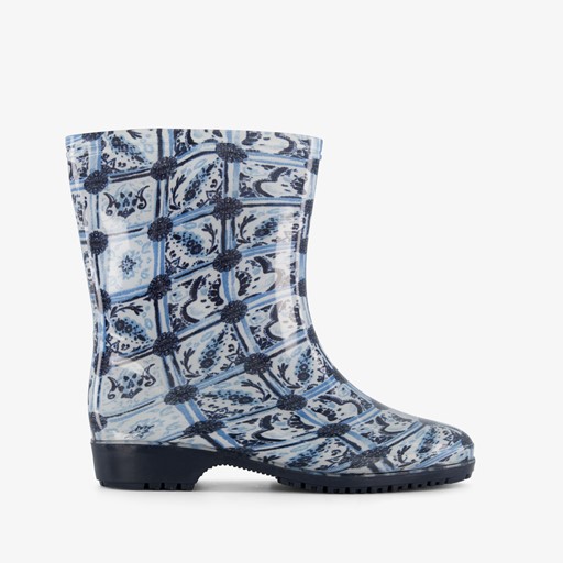 Dames regenlaarzen met Delf blauw print