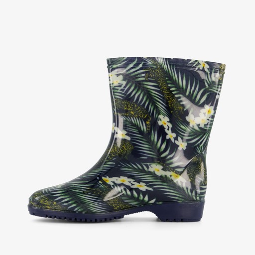 Dames regenlaarzen blauw met panter print