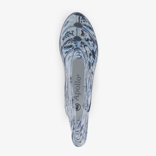 Dames regenlaarzen met Delf blauw print