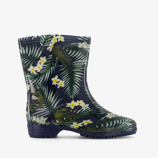 Dames regenlaarzen blauw met panter print