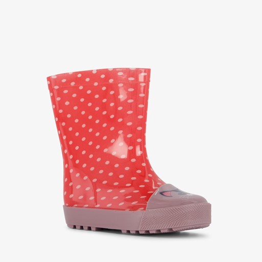 Kinder regenlaarzen rood met kat opdruk