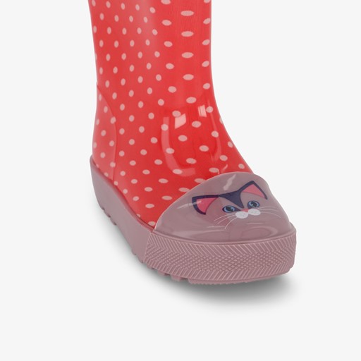 Kinder regenlaarzen rood met kat opdruk