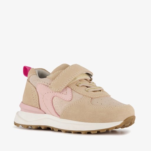 Suede meisjes sneakers beige
