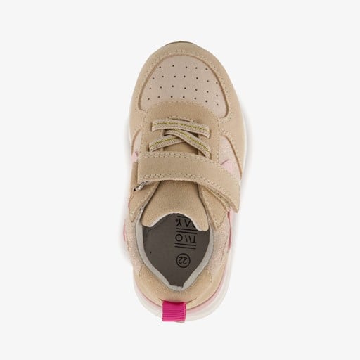 Suede meisjes sneakers beige