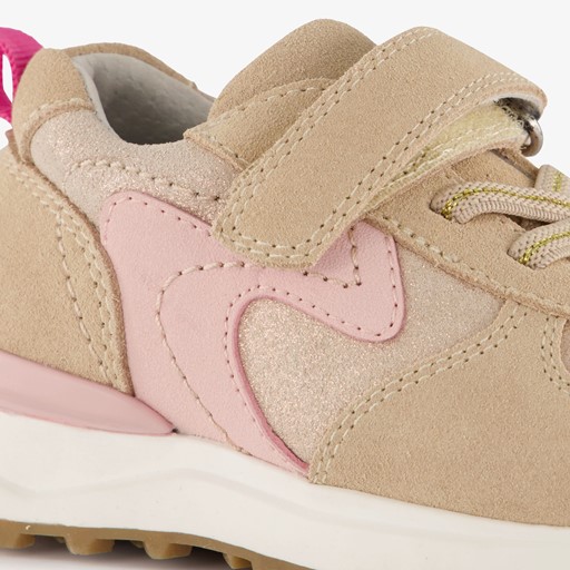 Suede meisjes sneakers beige