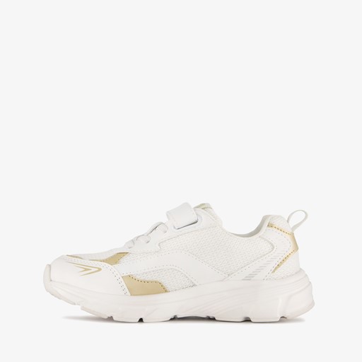 Meisjes dad sneakers wit goud