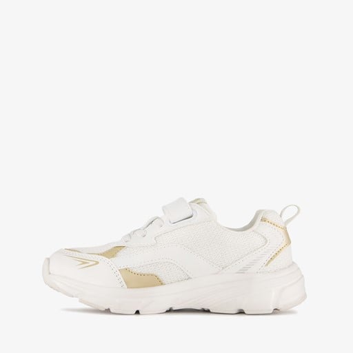 Meisjes dad sneakers wit goud