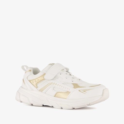Meisjes dad sneakers wit goud