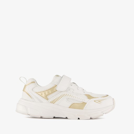Meisjes dad sneakers wit goud