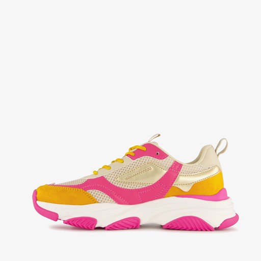 Dames dad sneakers roze oranje