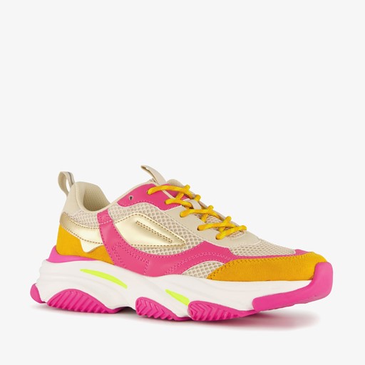 Dames dad sneakers roze oranje