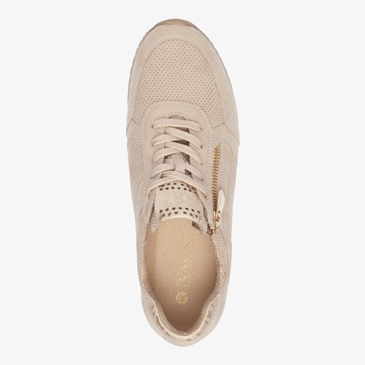 Dames sneakers met slangenprint beige