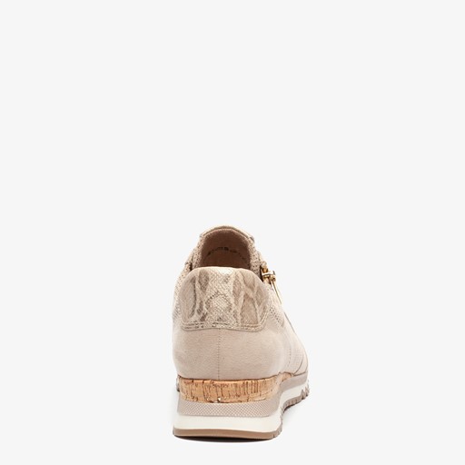 Dames sneakers met slangenprint beige