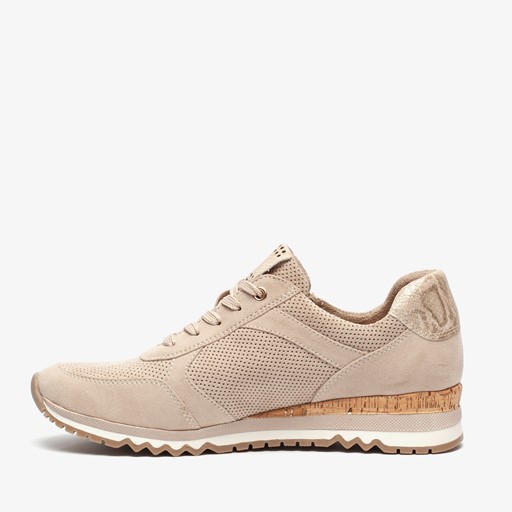 Dames sneakers met slangenprint beige