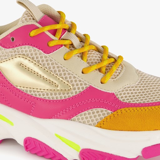 Dames dad sneakers roze oranje