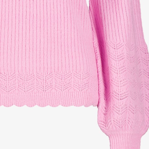 Gebreide dames trui met ballonmouwen roze