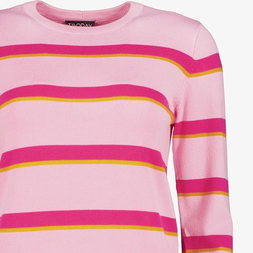 Dames trui met strepen roze