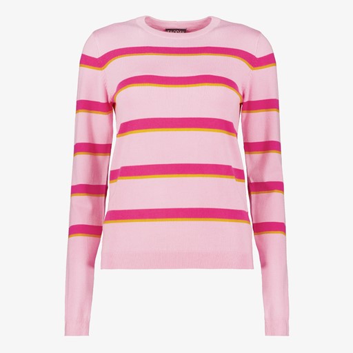 Dames trui met strepen roze