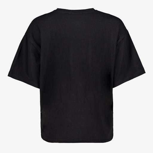 Oversized dames T-shirt met parels zwart