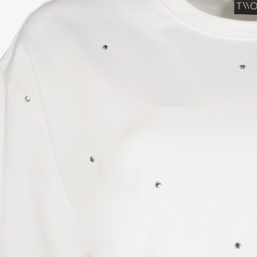 Oversized dames T-shirt met strass wit