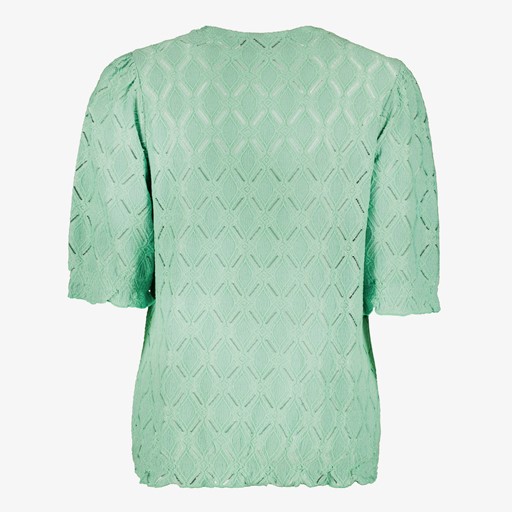 Dames broderie shirt mintgroen