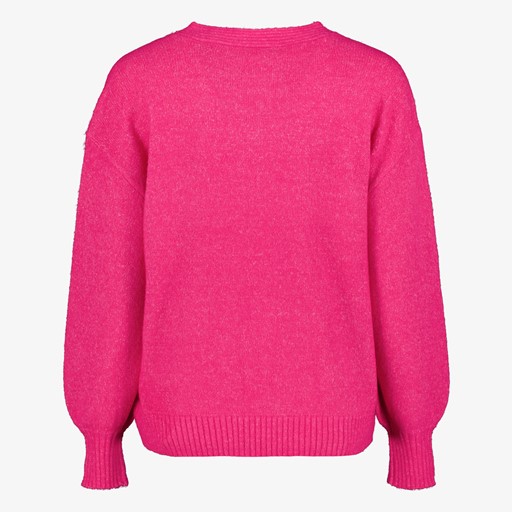 Gebreide dames trui fuchsia roze
