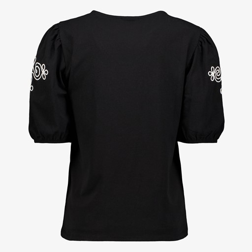 Dames T-shirt met borduursels zwart