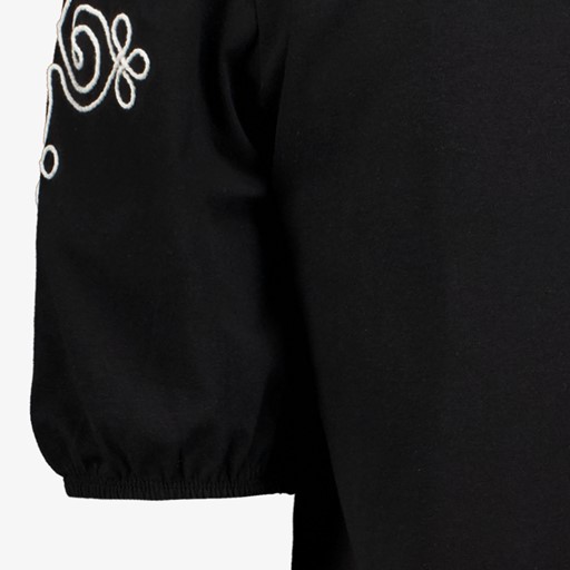 Dames T-shirt met borduursels zwart