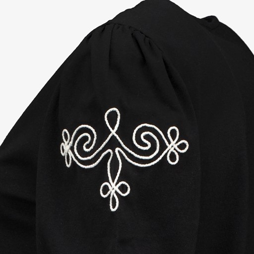Dames T-shirt met borduursels zwart