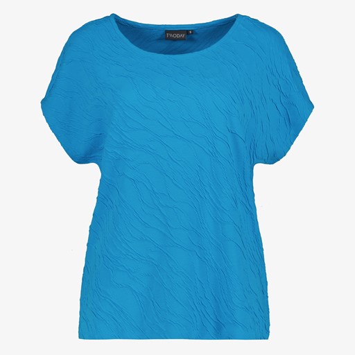 Dames T-shirt met structuur blauw