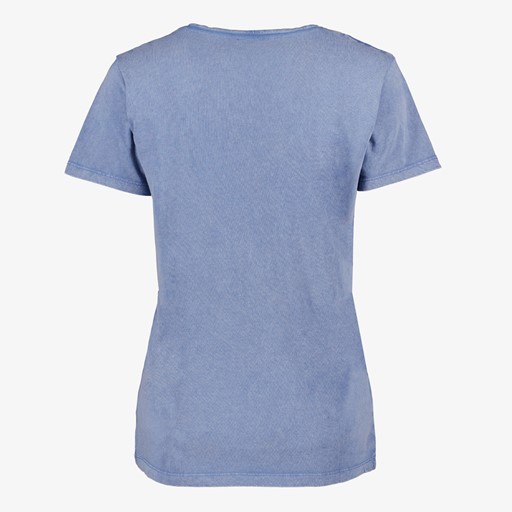 Dames acid T-shirt met opdruk blauw