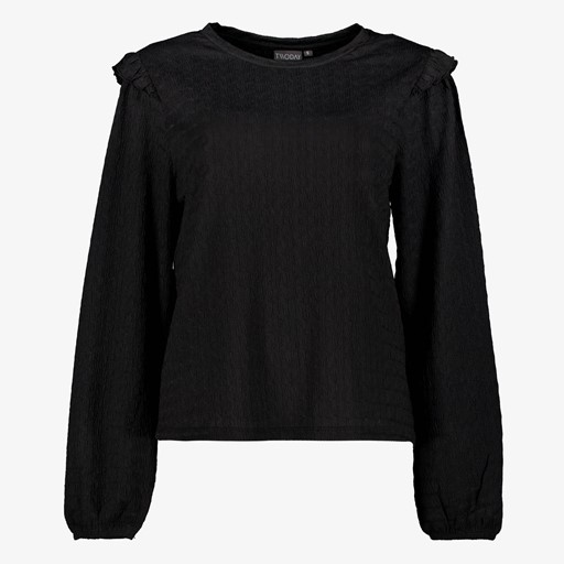 Dames blouse met ruches zwart
